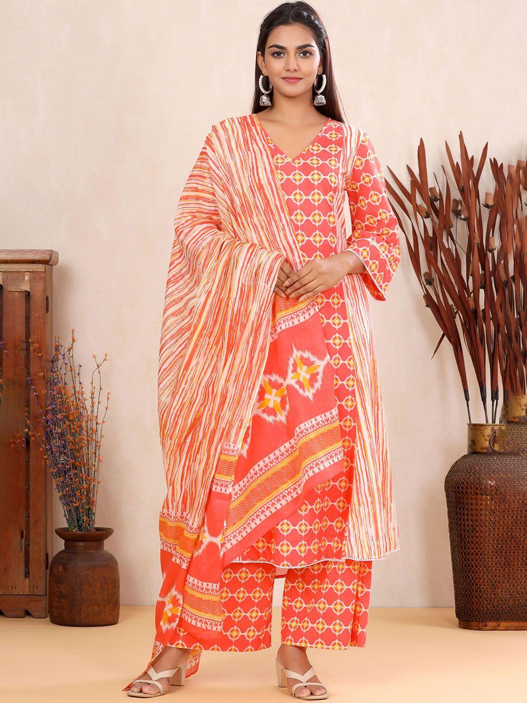 mirari printed pure cotton kurta with palazzos & dupatta