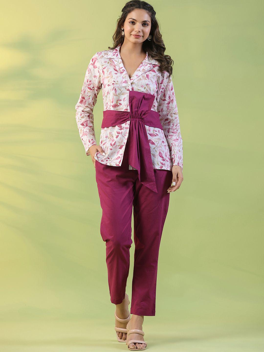 mirari printed pure cotton top & trouser co-ords set