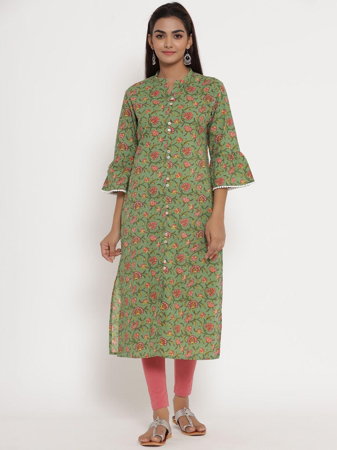 mirari women floral printed bell sleeves cotton kurta