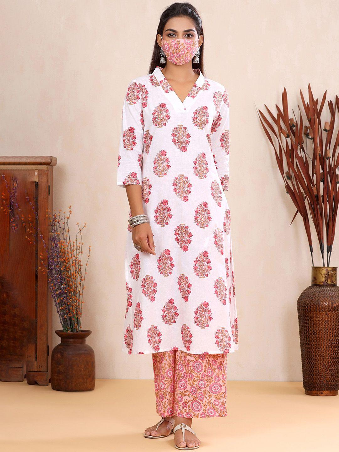 mirari women floral printed pure cotton kurta with palazzos