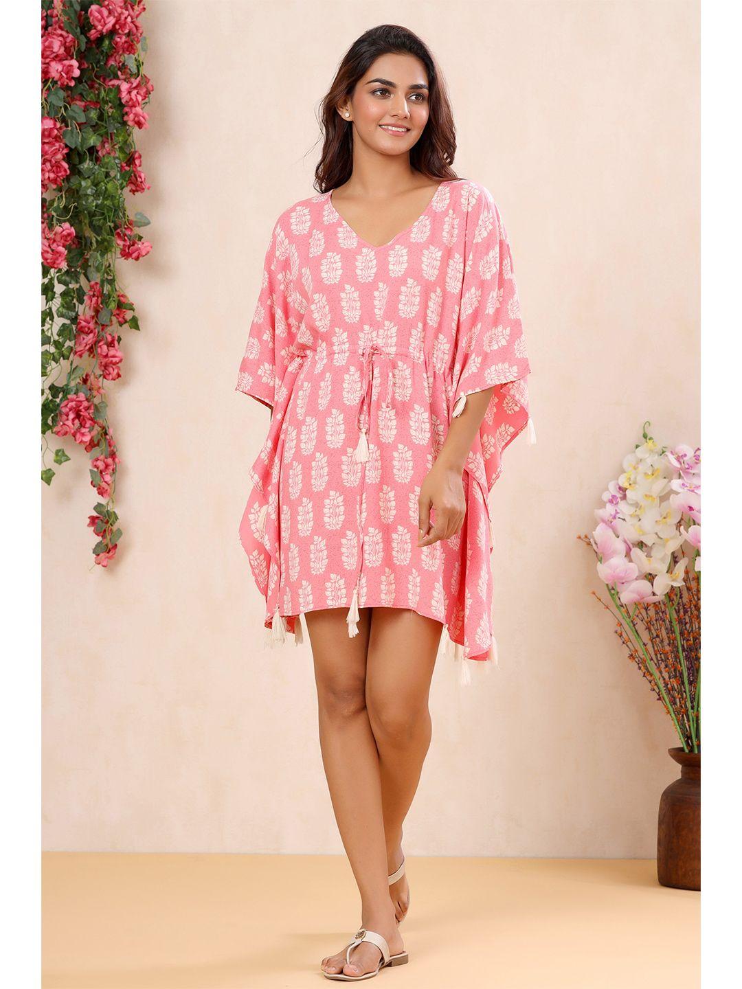 mirari women pink printed pure cotton nightdress mi01-kft-0337_xs-pink