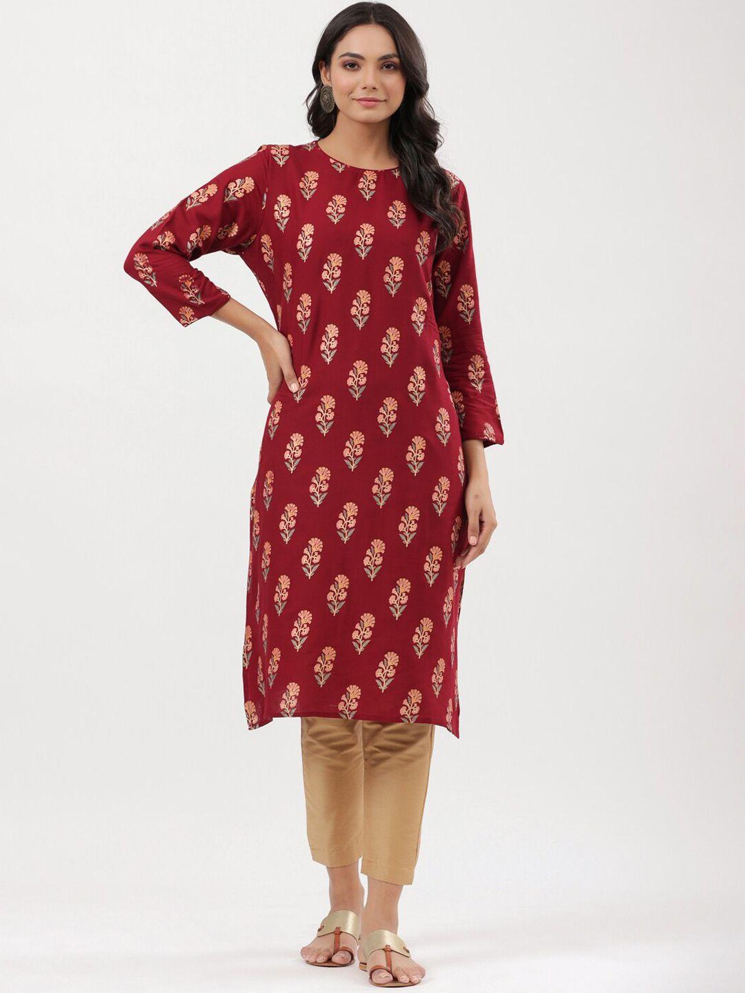 mirari women red floral printed floral kurta