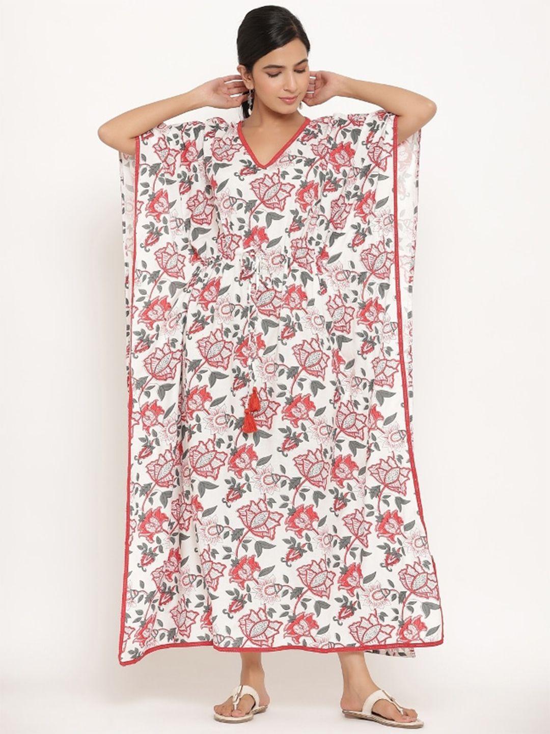 mirari women white printed maxi nightdress