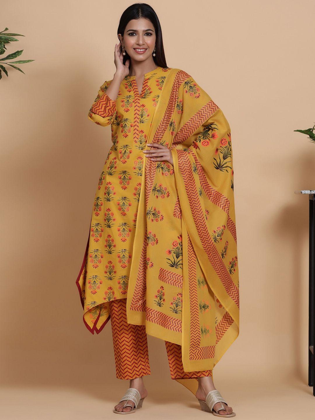 mirari women yellow floral printed kurta