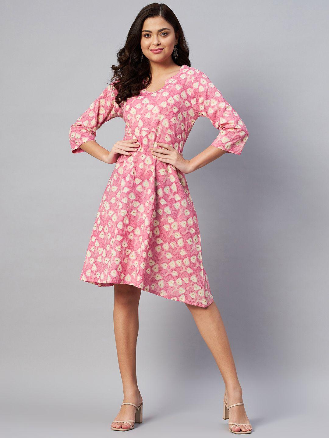 miravan pink ethnic motifs ethnic a-line dress