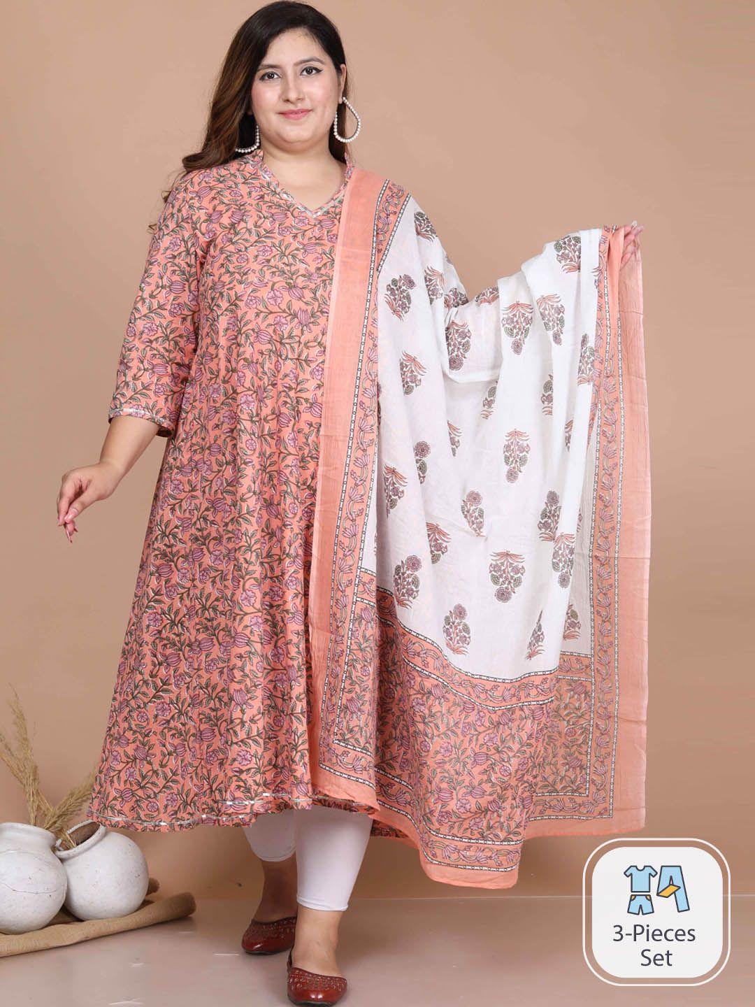 miravan floral printed v-neck pure cotton kurta