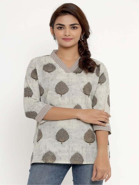 miravan grey cotton printed top