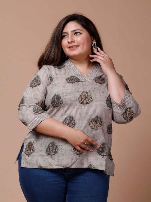 miravan grey cotton printed top