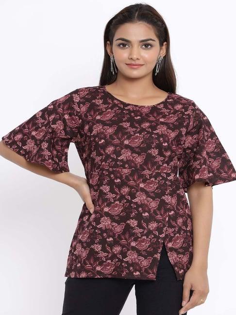 miravan maroon cotton printed top