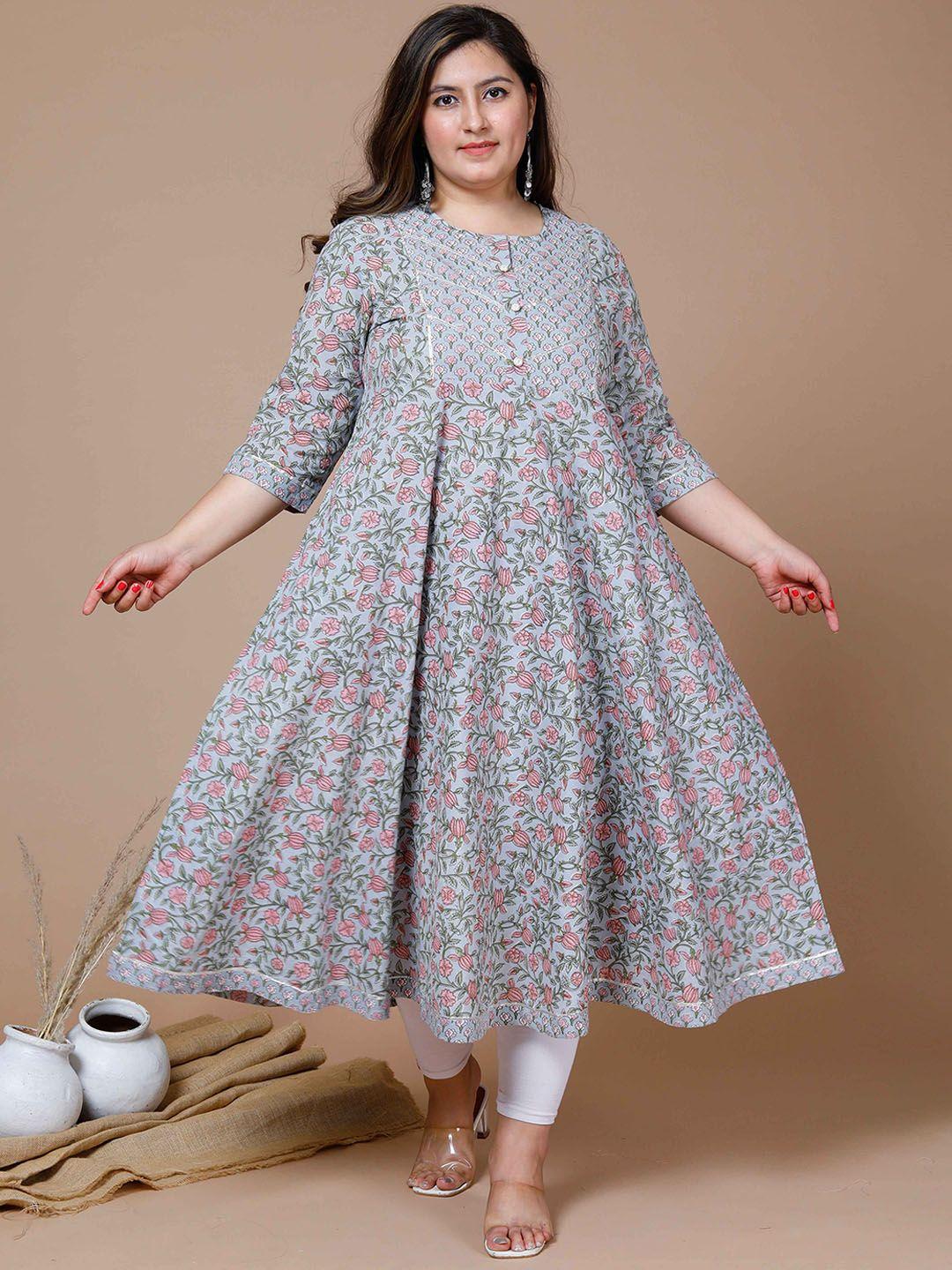 miravan plus size floral printed pure cotton anarkali kurta