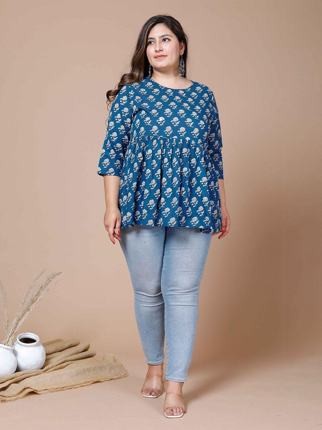 miravan plus size floral printed pure cotton kurti