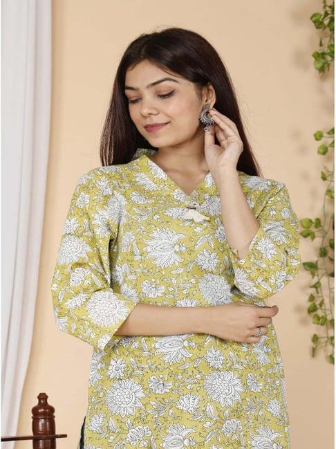 miravan yellow cotton printed top