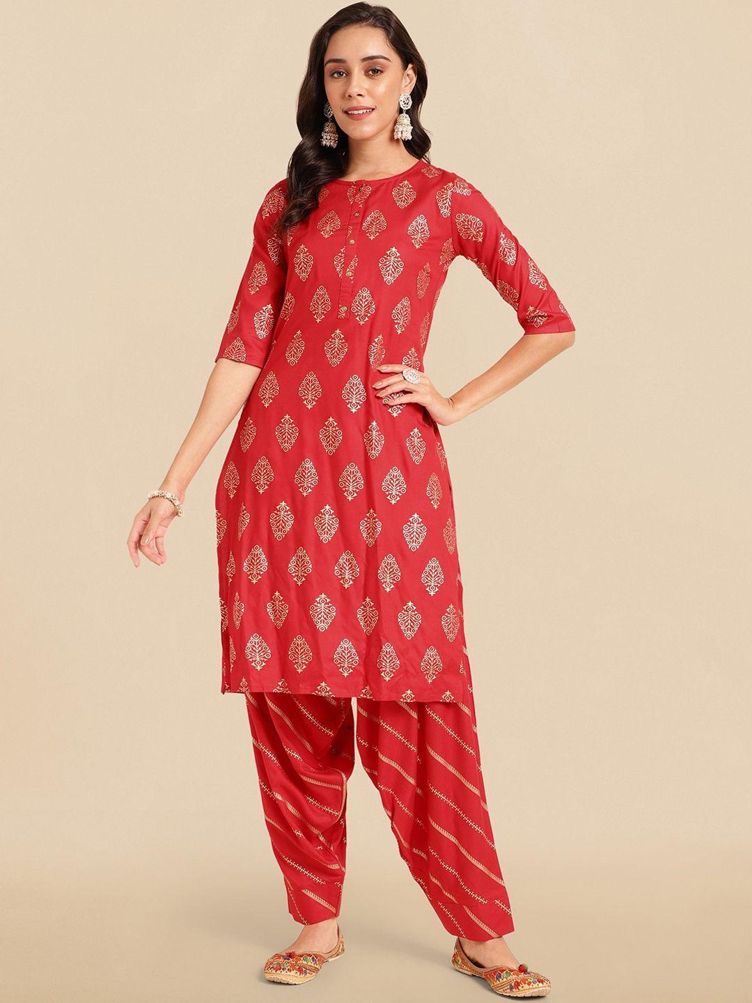 mirchi fashion ethnic motifs printed kurta with salwar
