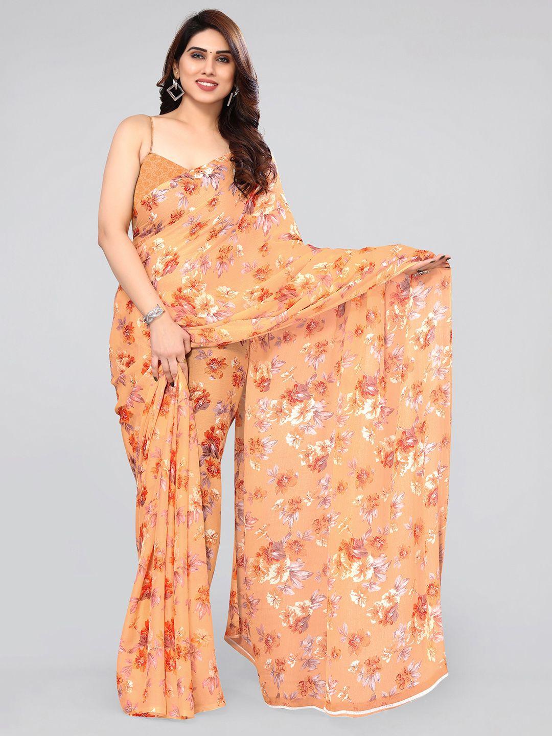 mirchi fashion floral printed poly chiffon saree