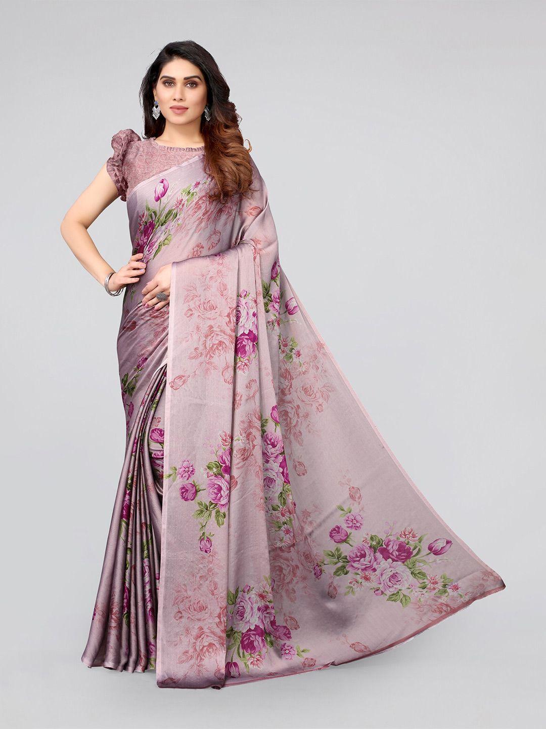 mirchi fashion magenta & pink floral saree