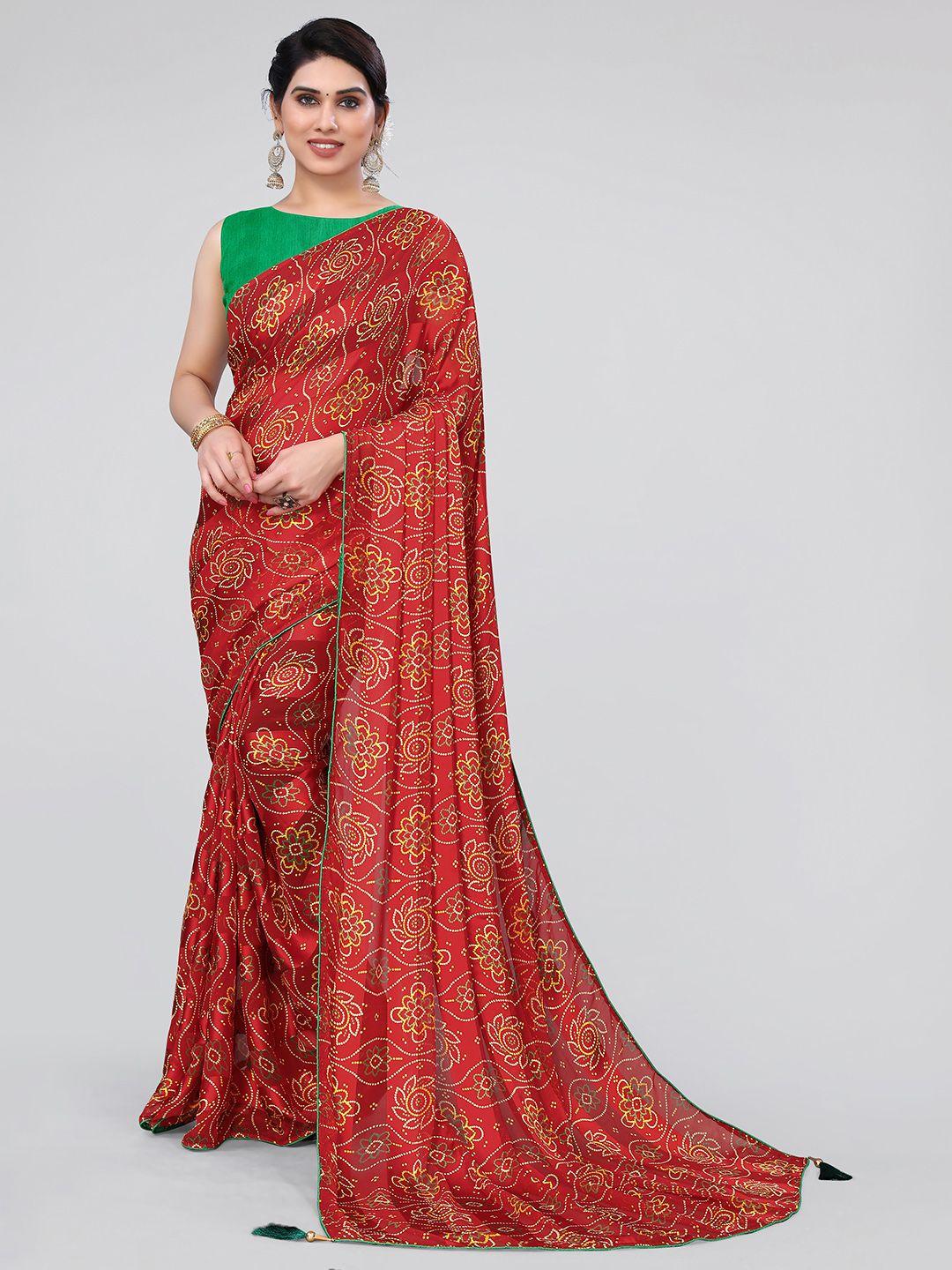mirchi fashion printed bandhani saree