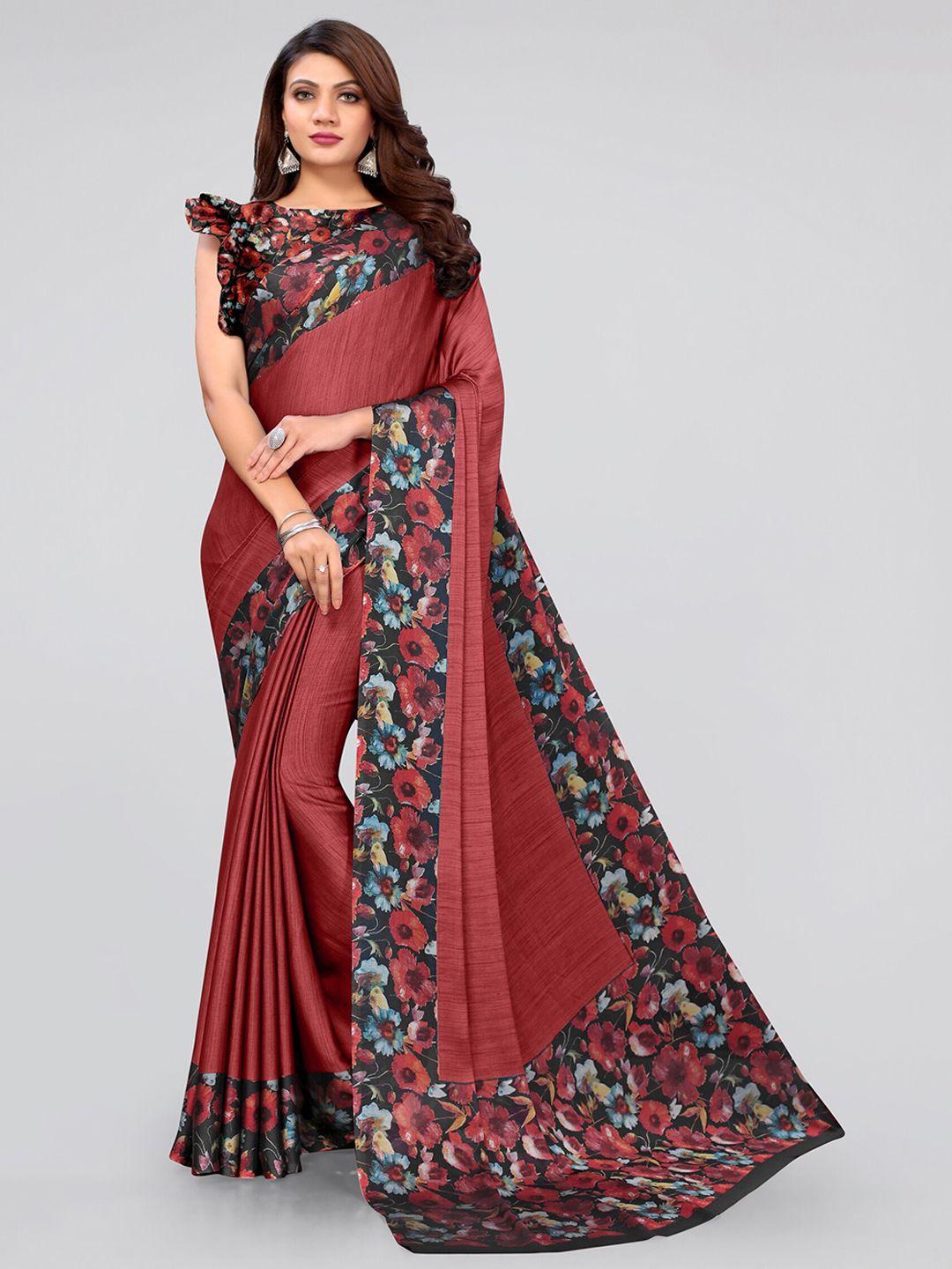 mirchi fashion red & black saree