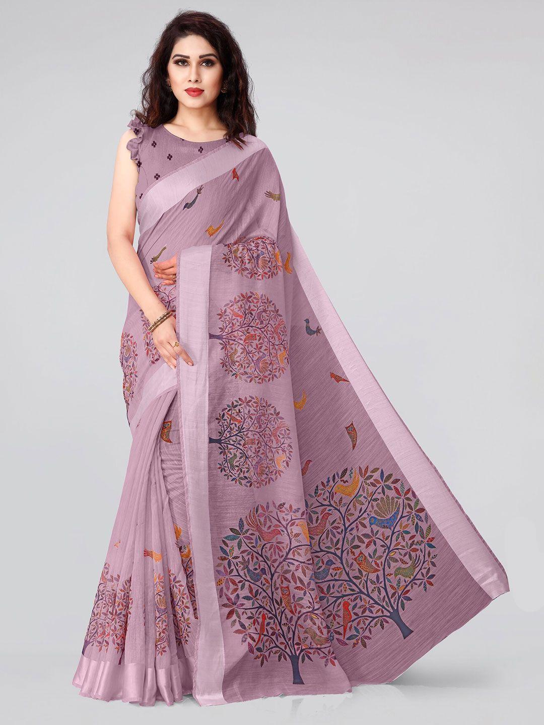 mirchi fashion violet & black warli saree