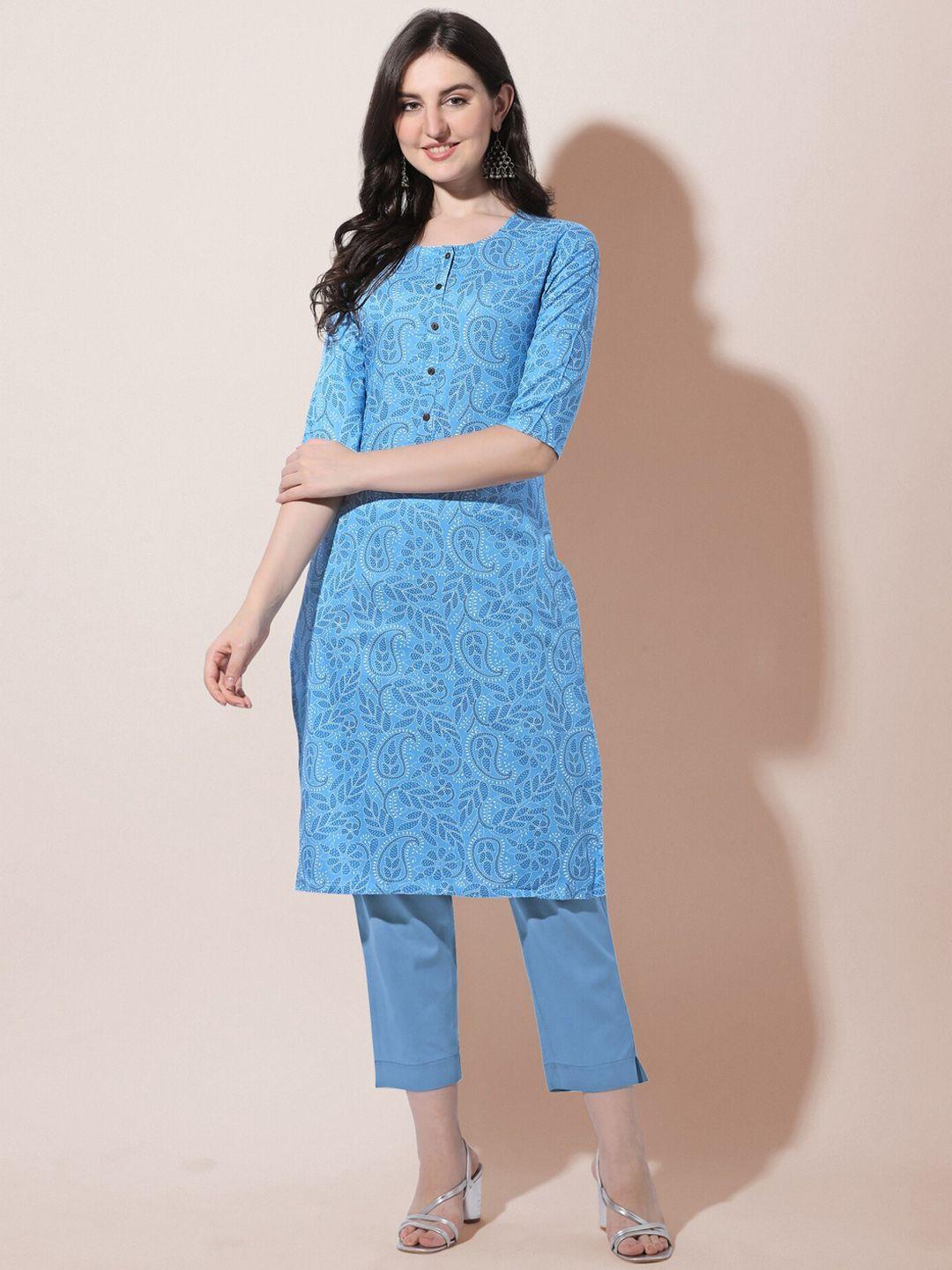 mirchi fashion women plus size blue dyed thread work kurta