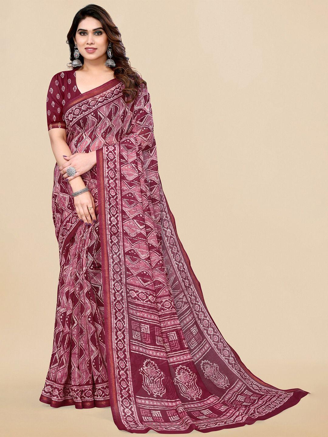 mirchi fashion abstract printed block print saree