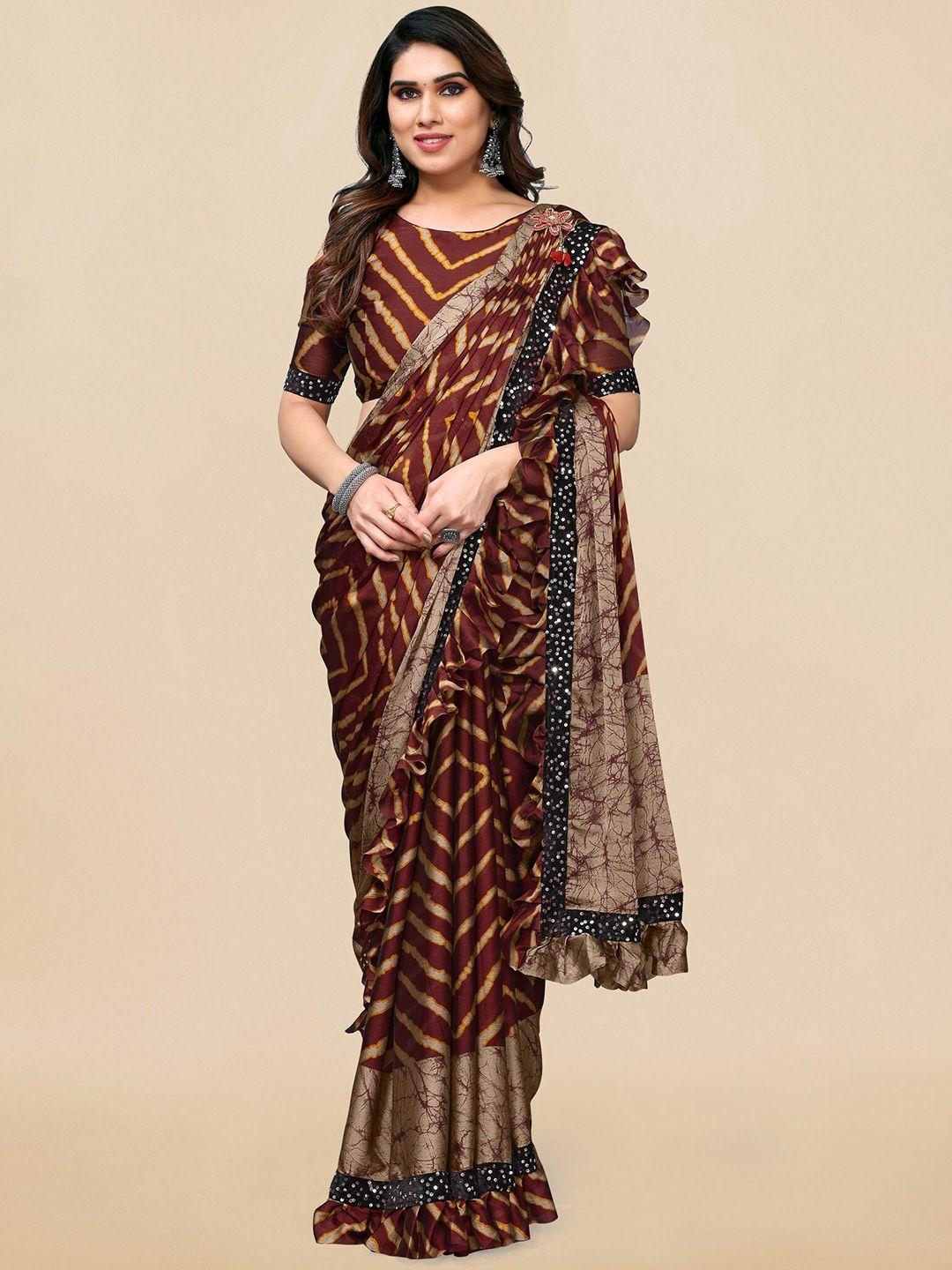 mirchi fashion abstract printed sequinned saree