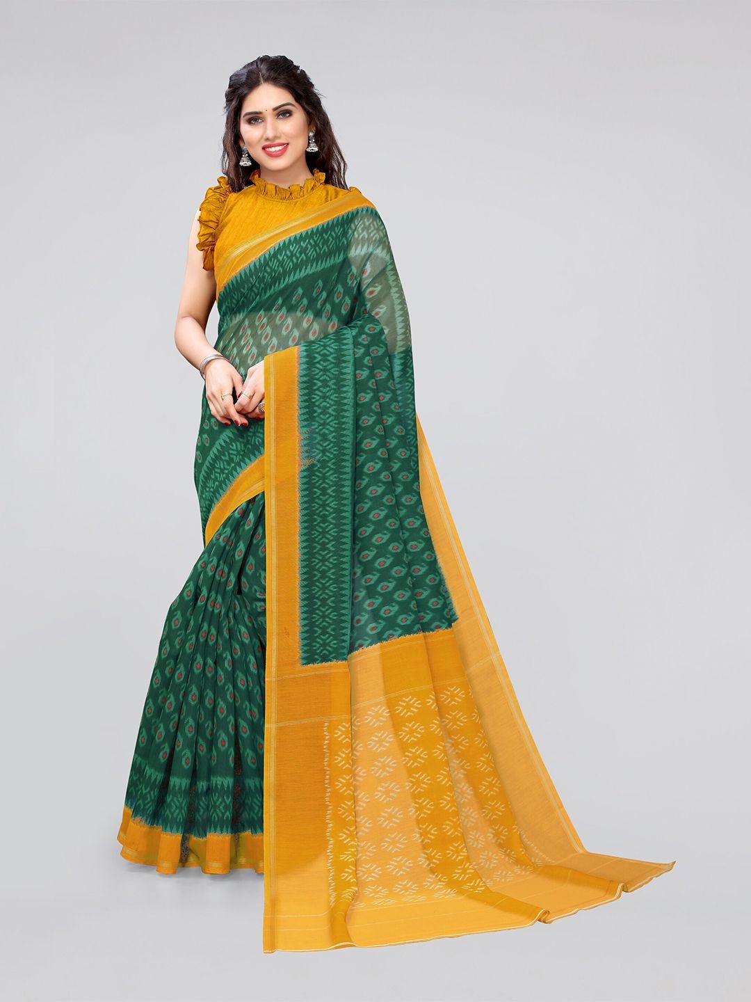 mirchi fashion abstract printed zari ikat saree