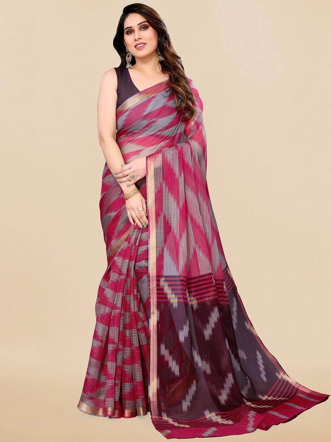 mirchi fashion abstract printed zari kota doria saree