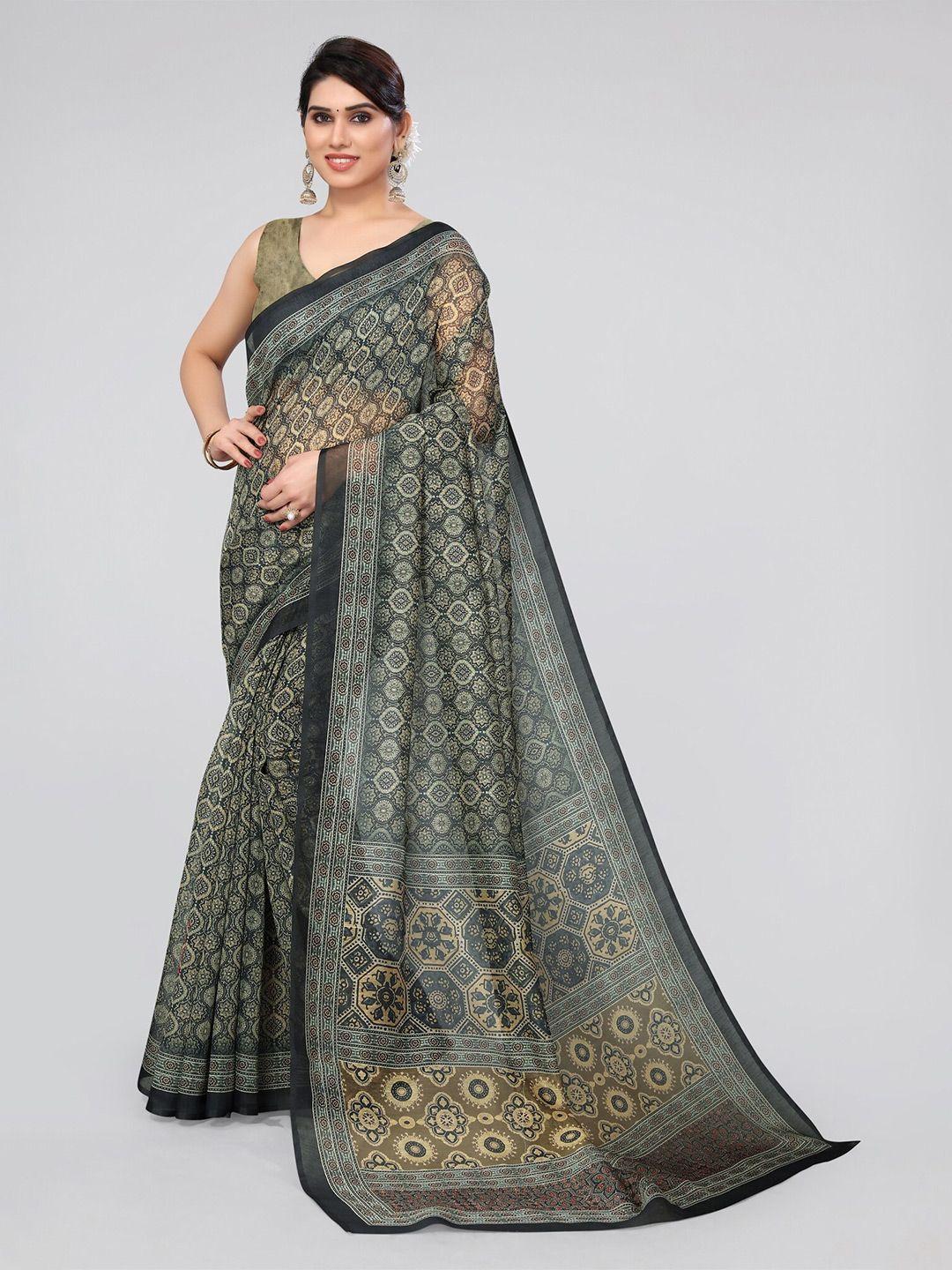 mirchi fashion ajrak block printed saree