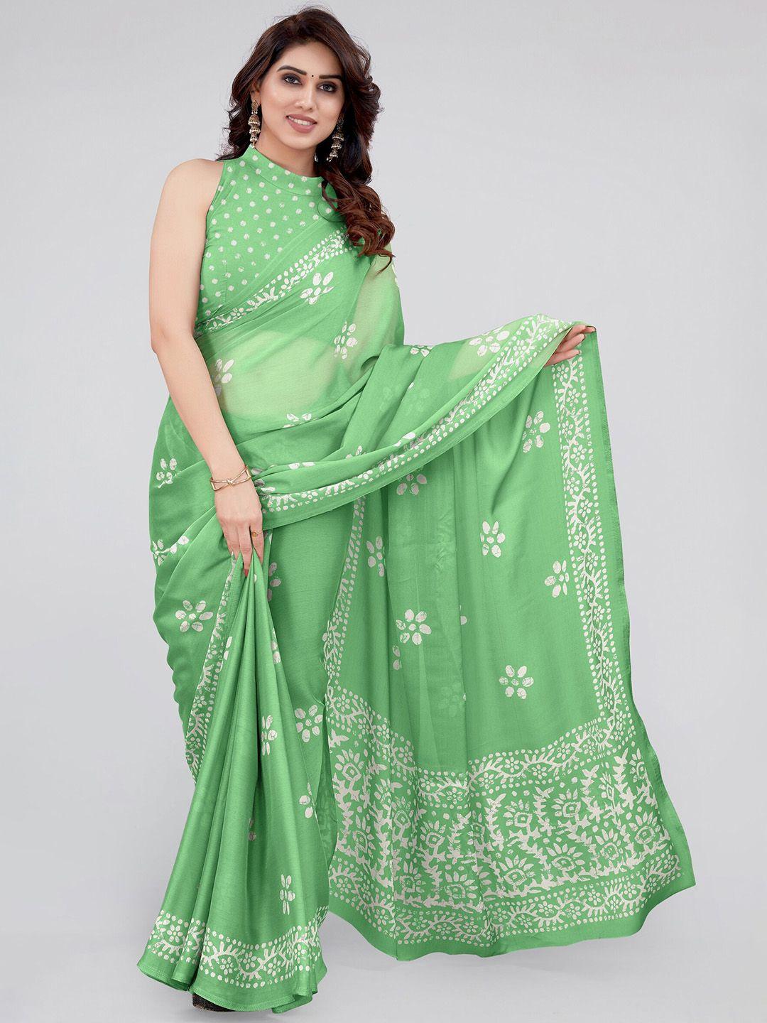 mirchi fashion batik block printed chiffon saree