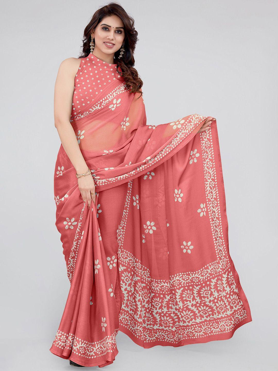 mirchi fashion batik printed chiffon saree