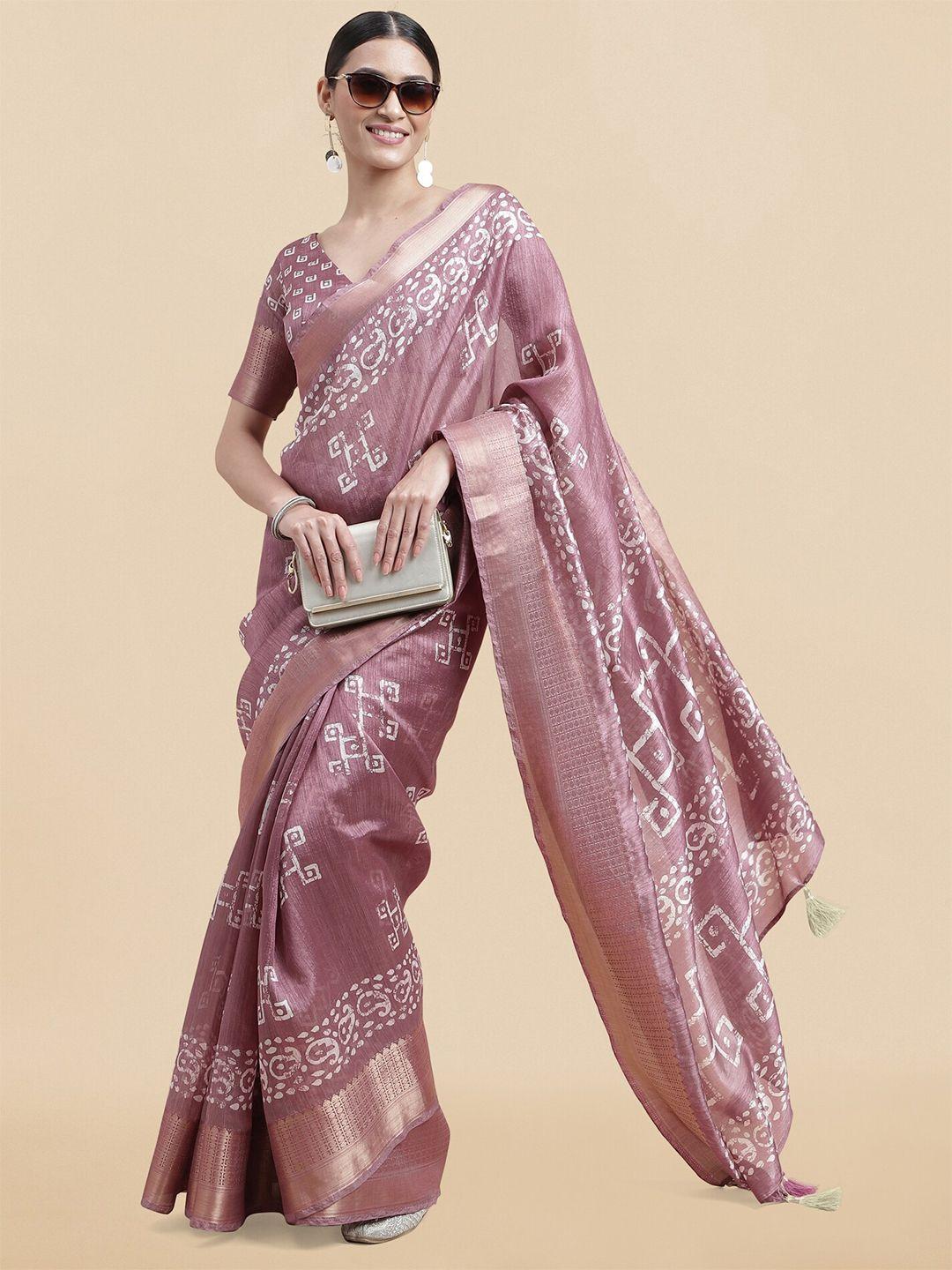 mirchi fashion batik printed silk cotton block print saree