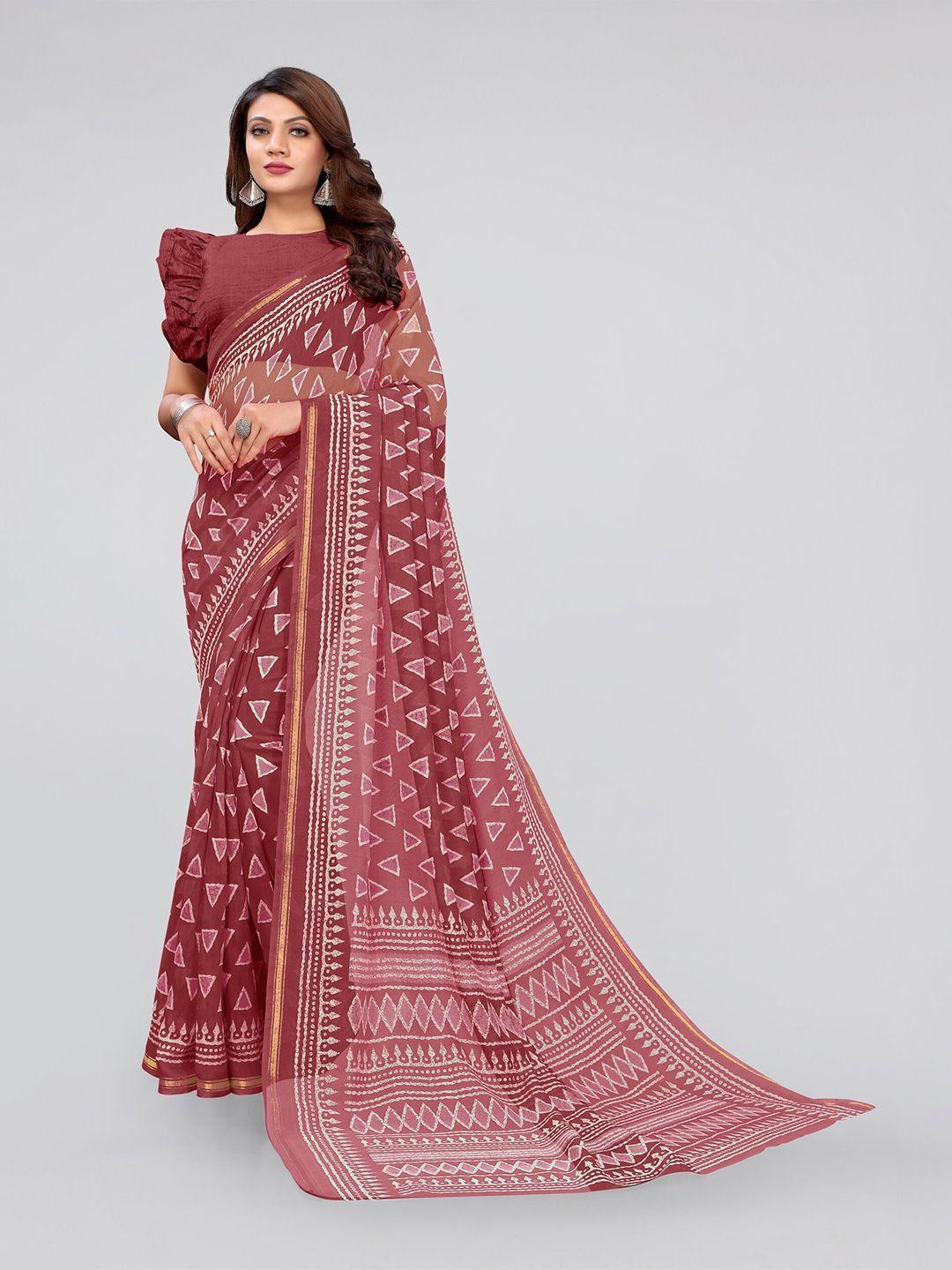 mirchi fashion batik printed zari bordered saree