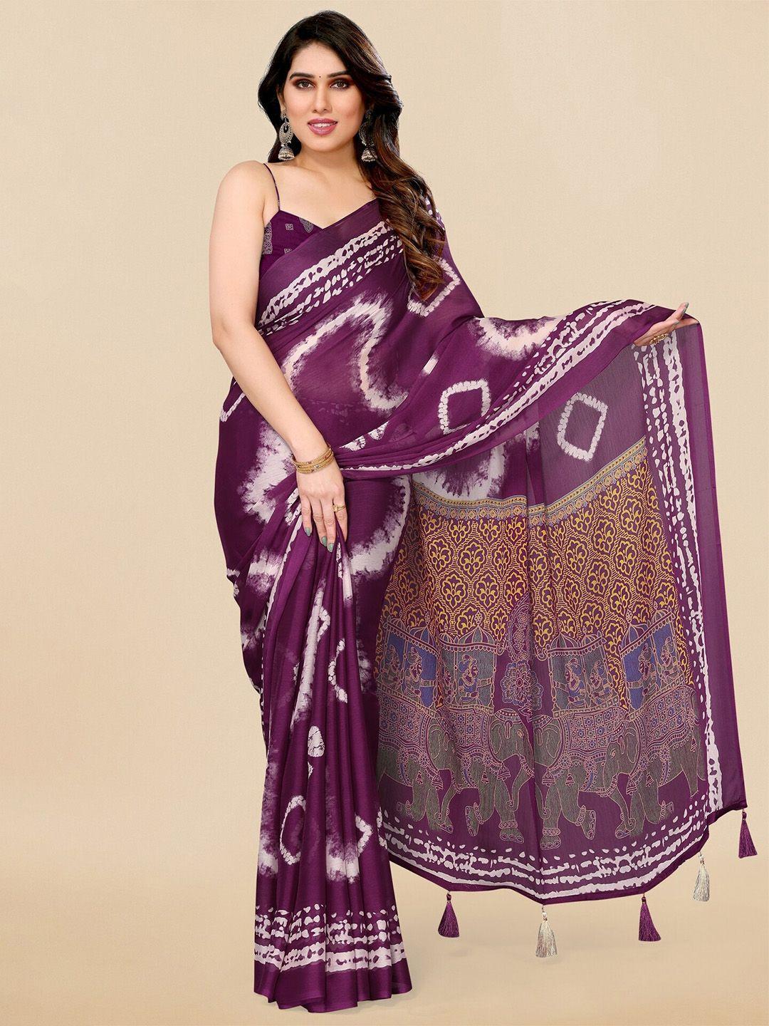 mirchi fashion chiffon block print saree