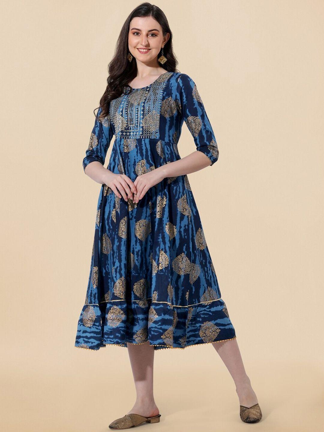 mirchi fashion ethnic motifs printed a-line ethnic dress