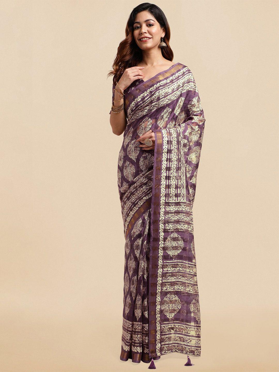 mirchi fashion ethnic motifs printed zari block print saree