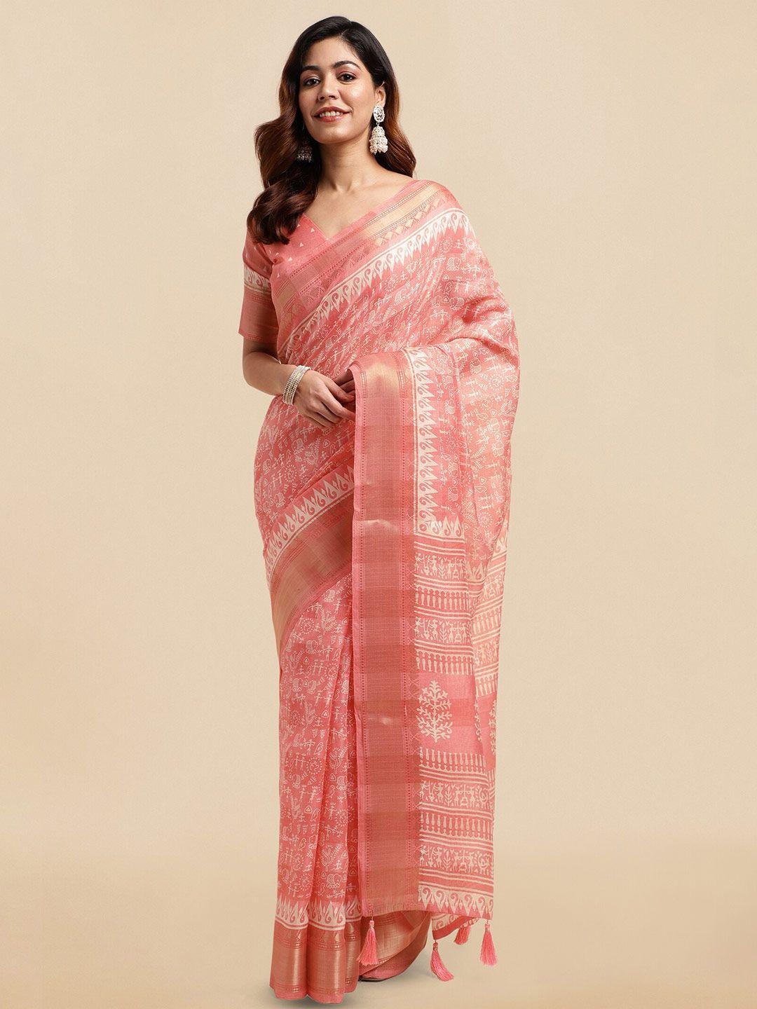 mirchi fashion ethnic motifs printed zari saree