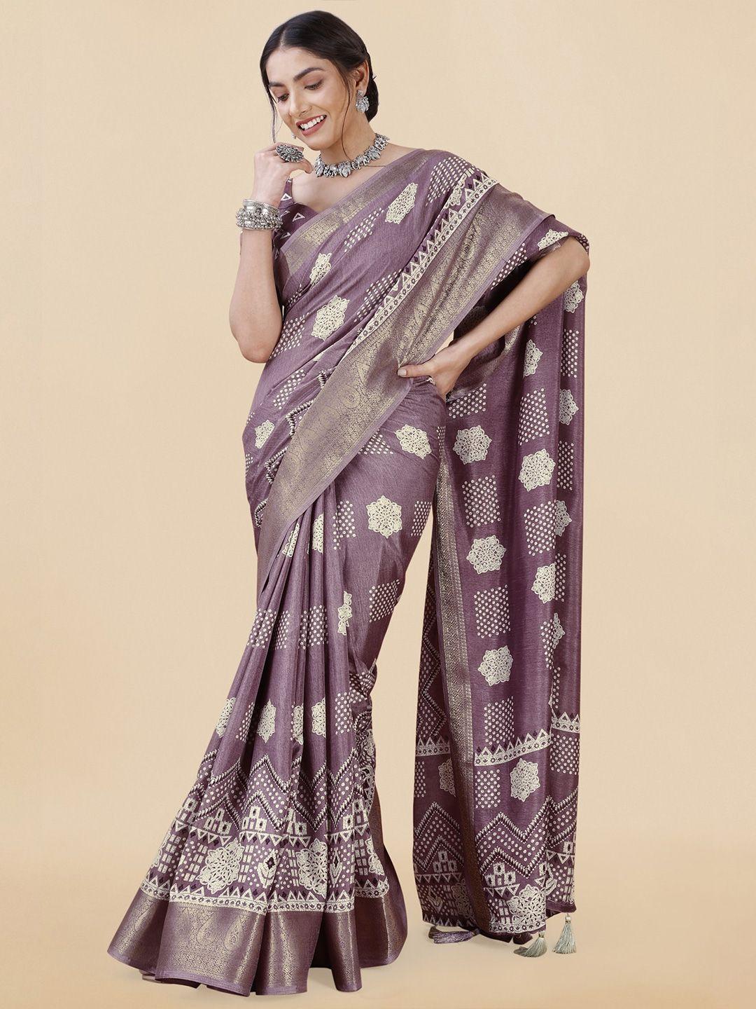 mirchi fashion ethnic motifs printed zari saree