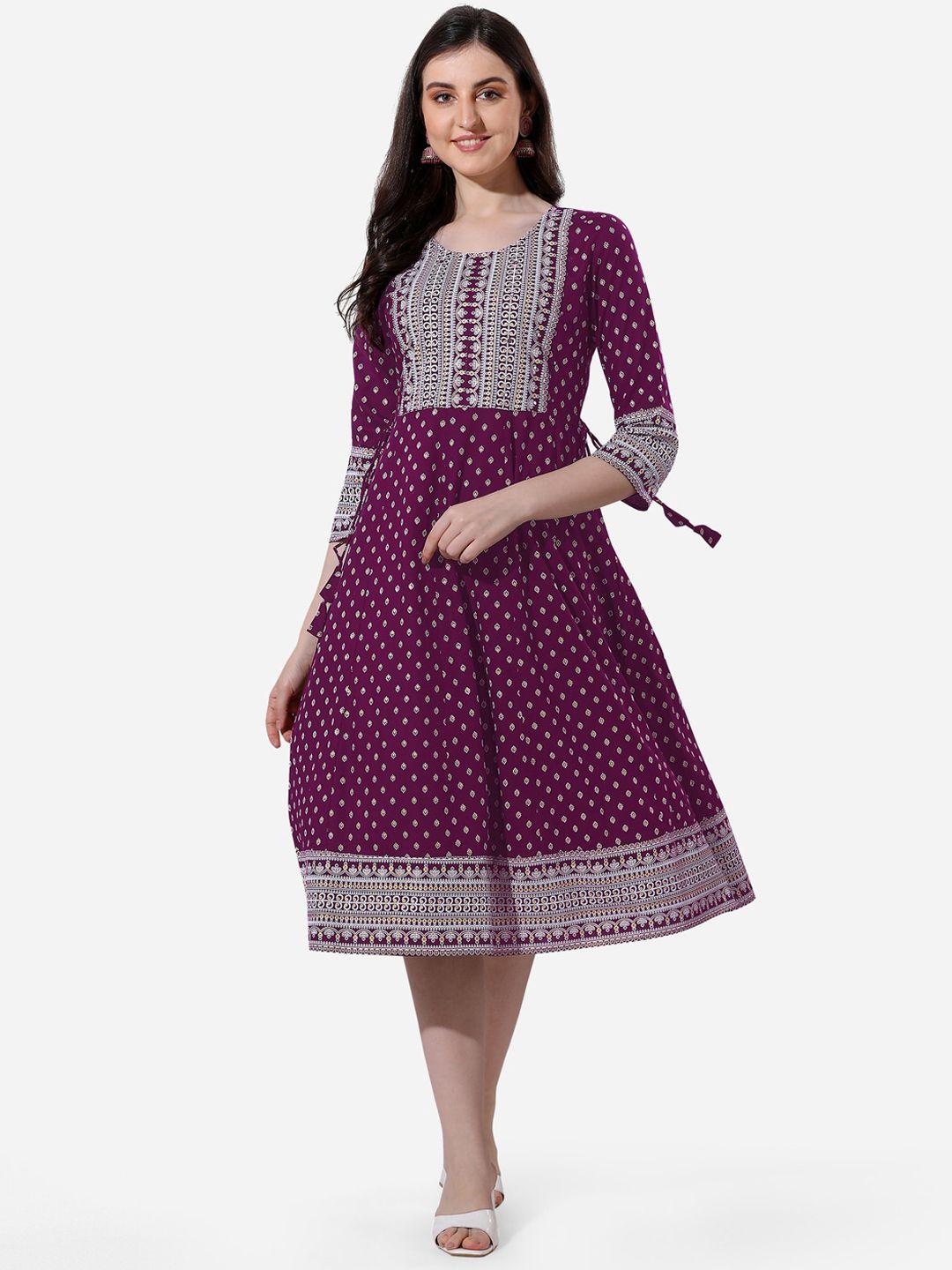 mirchi fashion ethnic printed fit and flare ethnic dress