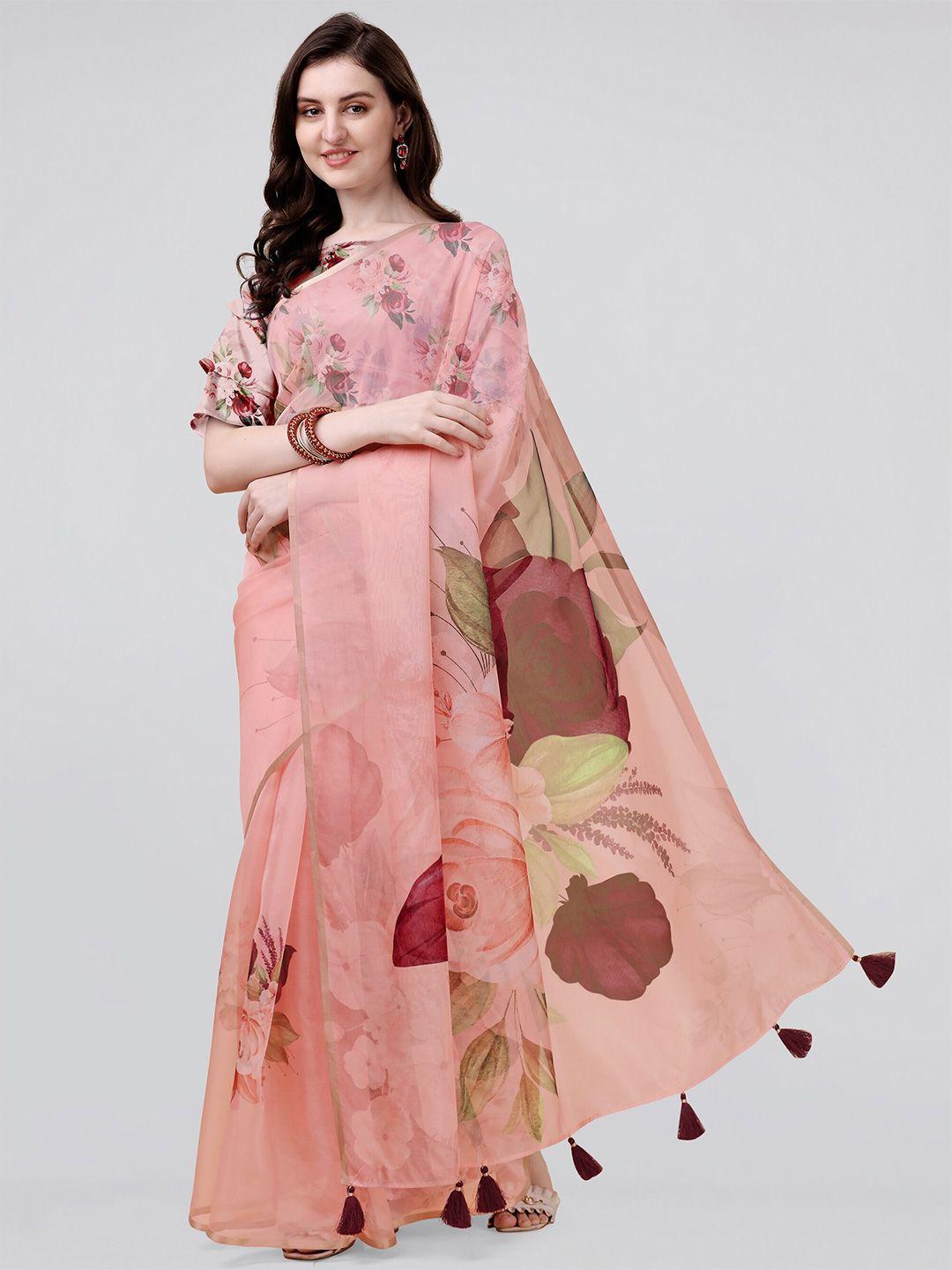 mirchi fashion floral organza saree