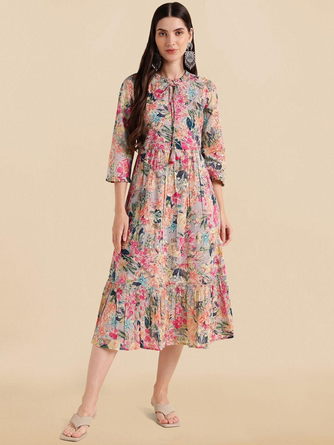 mirchi fashion floral printed a line ethnic dress