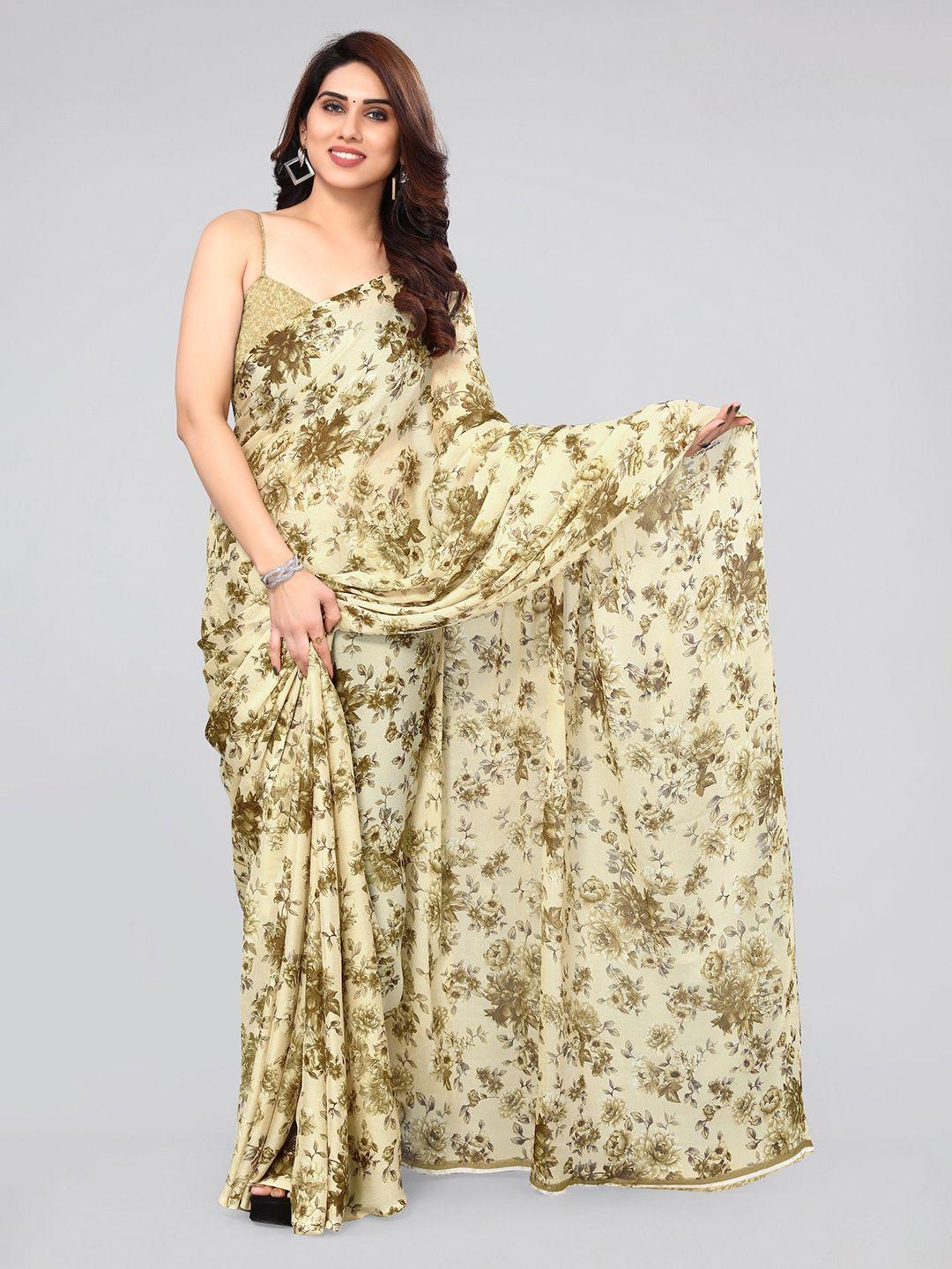 mirchi fashion floral printed chiffon saree