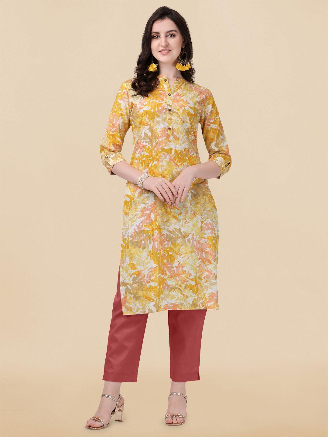 mirchi fashion floral printed pastels straight kurta