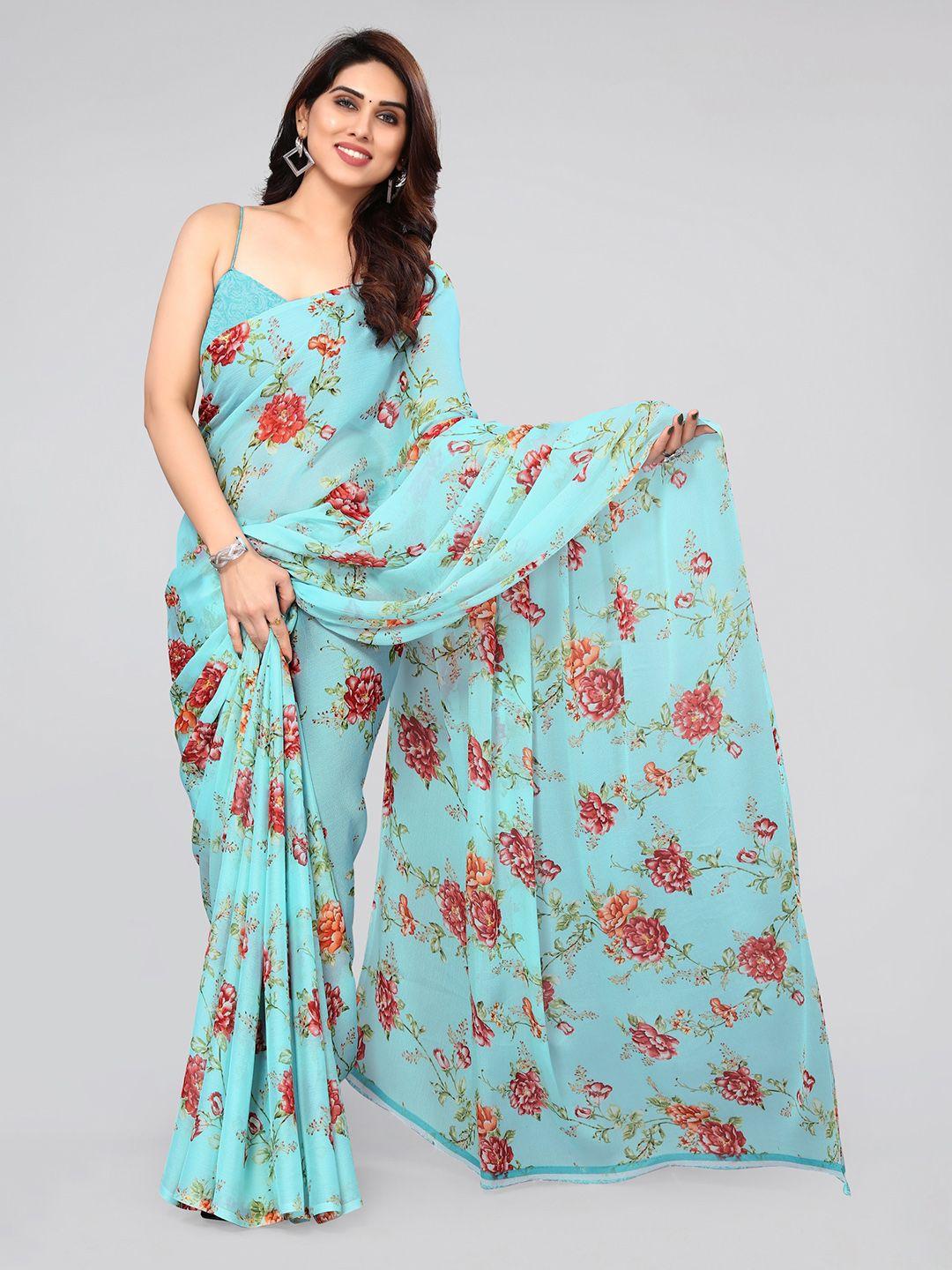 mirchi fashion floral printed poly chiffon saree