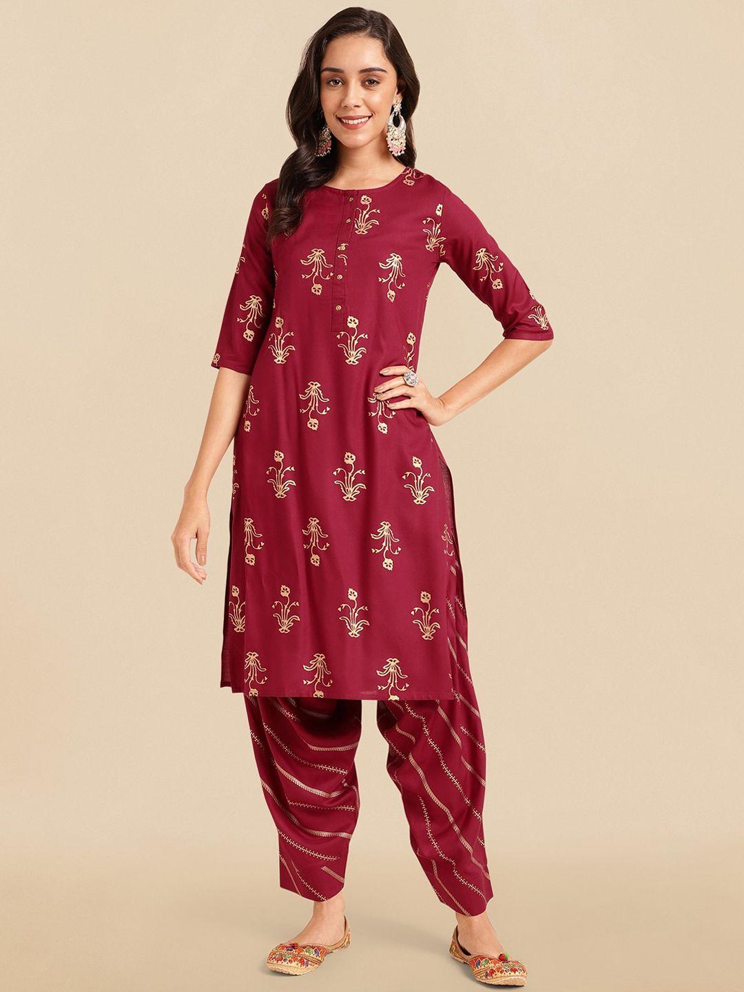mirchi fashion floral printed regular kurta with dhoti pants
