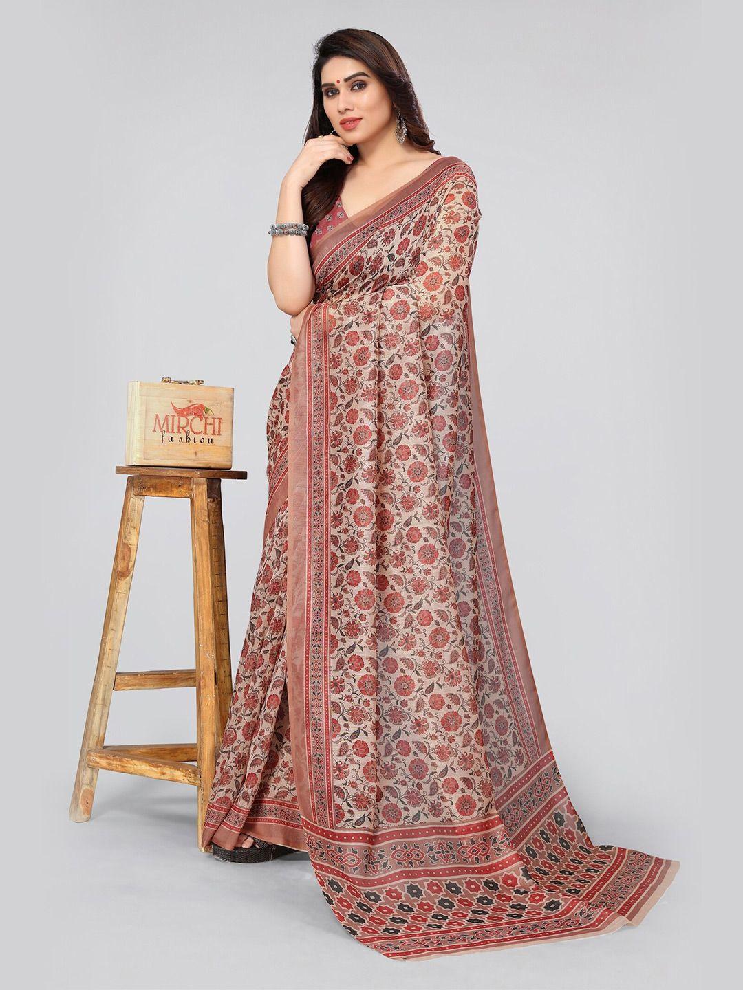 mirchi fashion floral printed saree