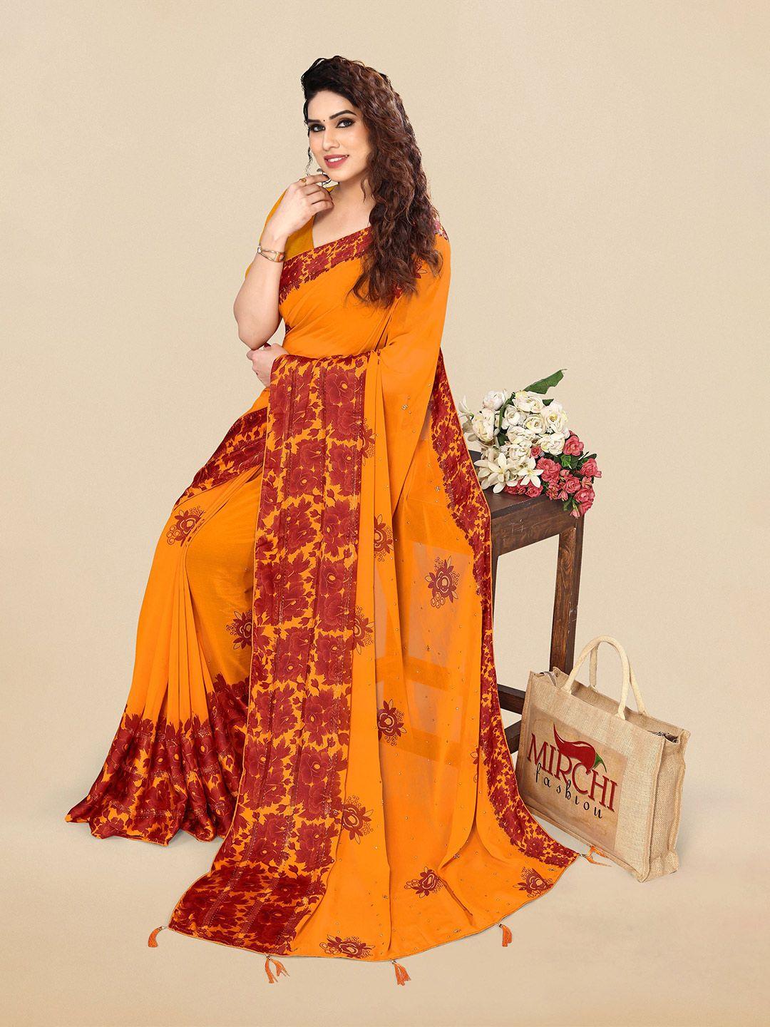 mirchi fashion floral printed saree