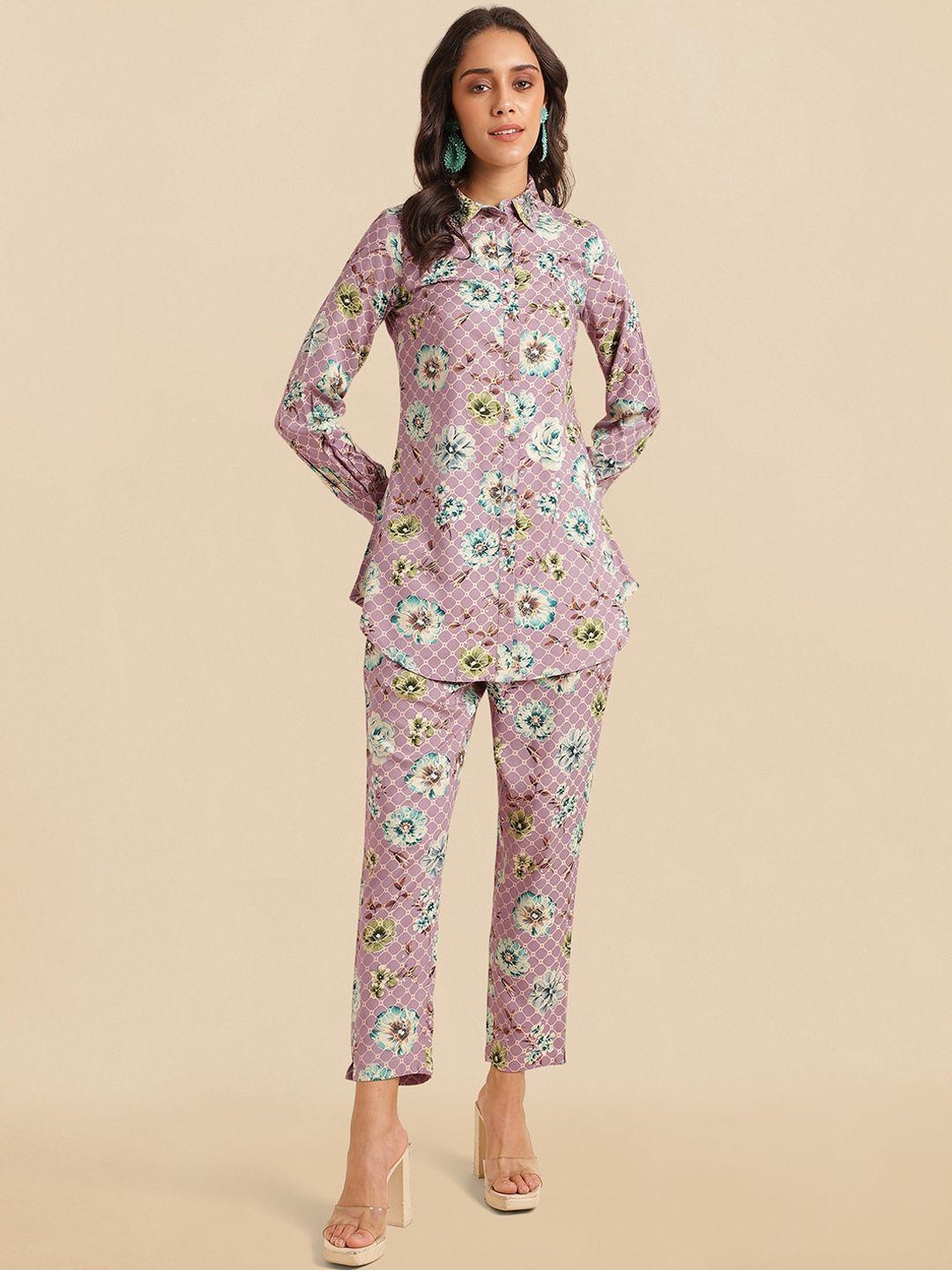 mirchi fashion floral printed shirt with trousers