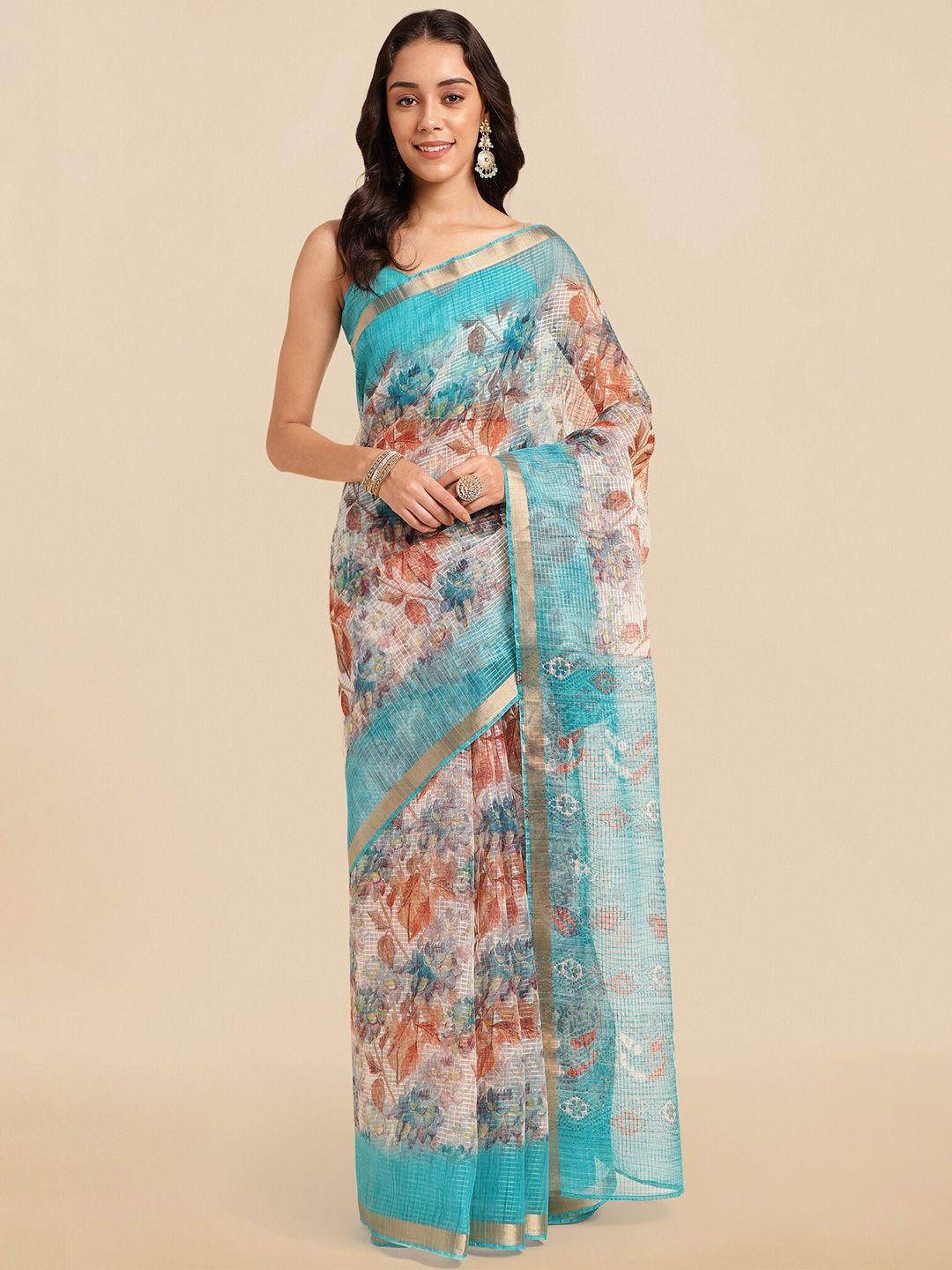 mirchi fashion floral printed zari saree