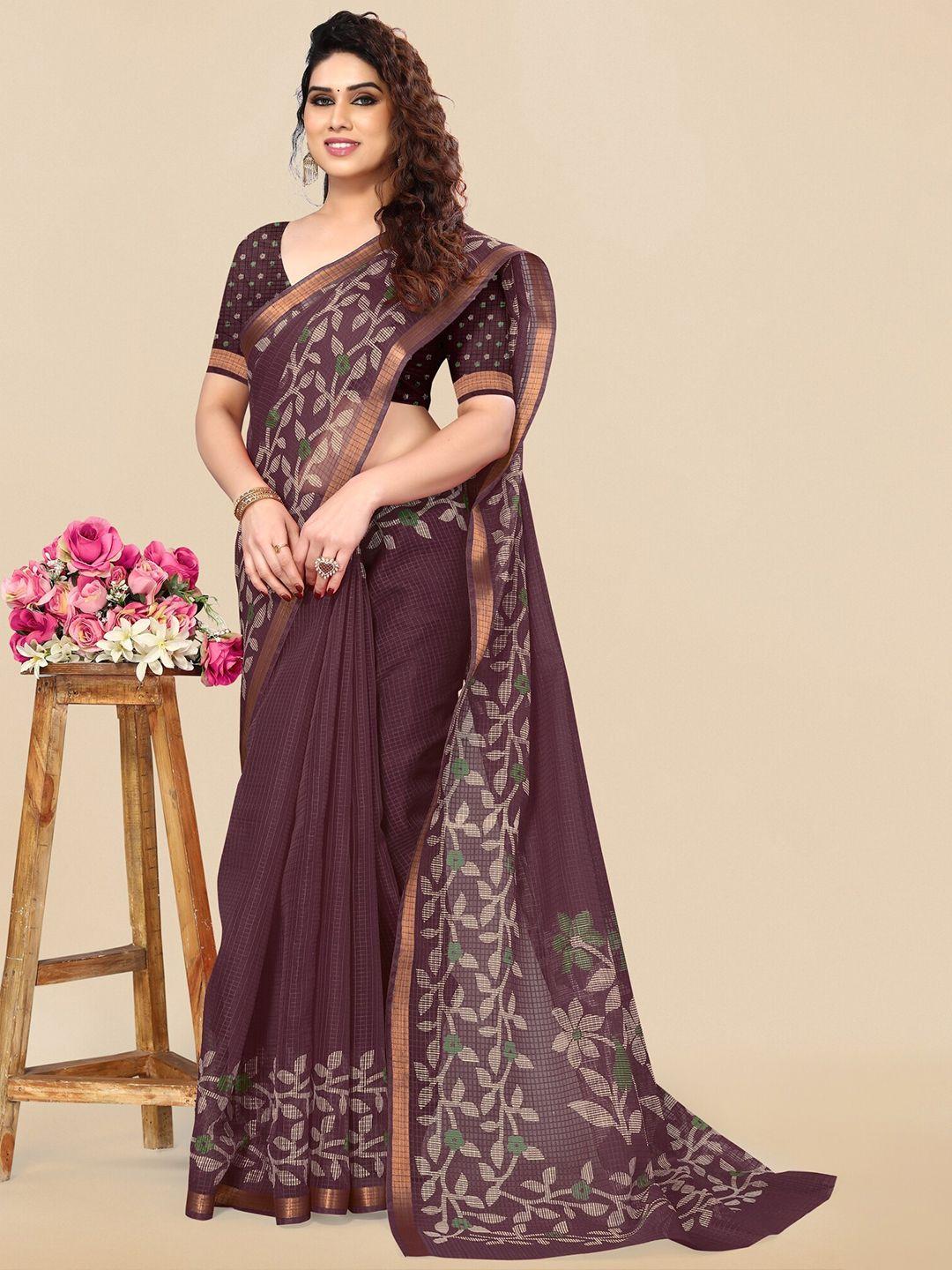 mirchi fashion floral printed zari saree