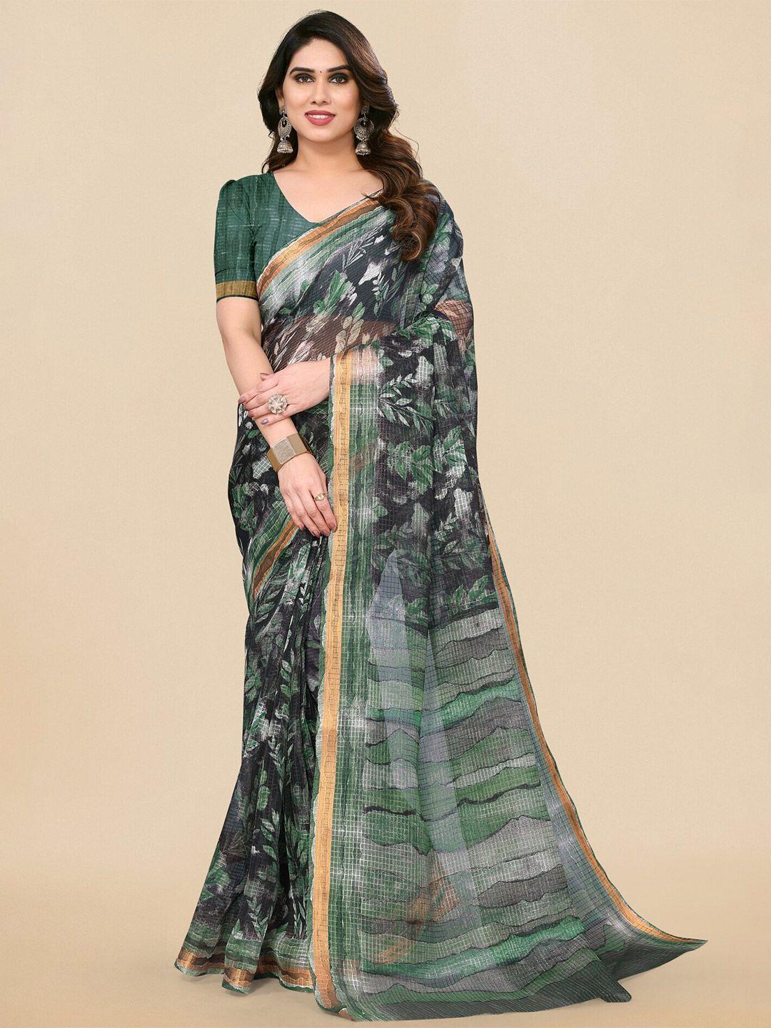 mirchi fashion floral printed zari saree